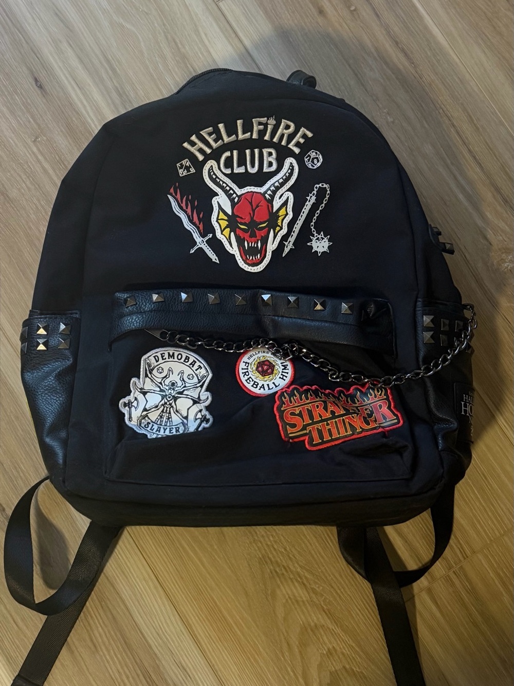 Unisex Stranger Things Black Hellfire Club Patch Backpack